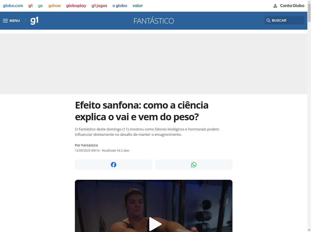 Recorte de matéria sobre efeito sanfona