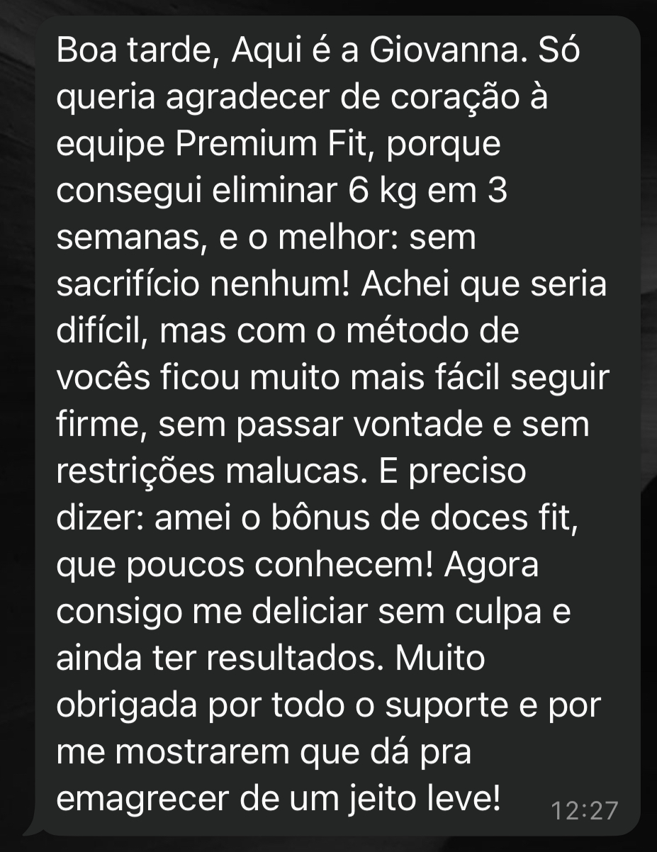 Depoimento aluna com perda de peso significativa